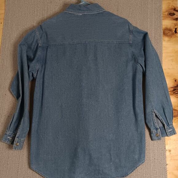 Bobbie Brooks Vintage Denim Shirt Womens Size M Blue X-Mas Bears Embroidered - Picture 8 of 15